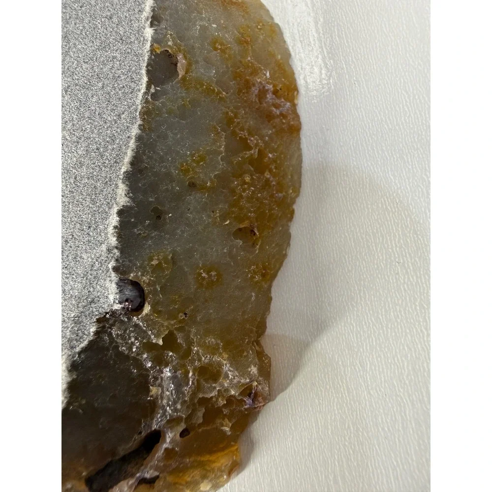 Natural Agate Geode Slice Tea Light Candle Holder Brown Banded Stone Decor